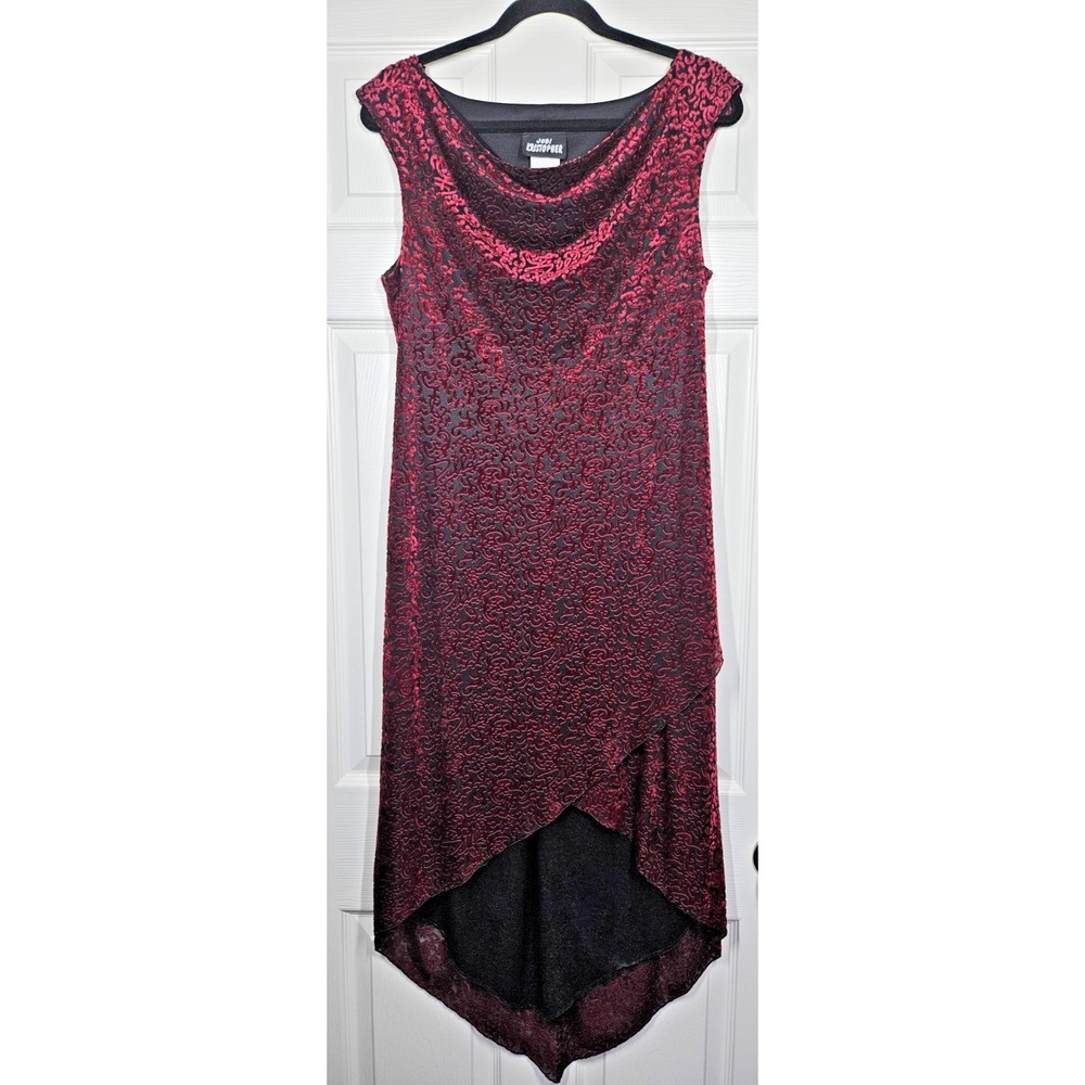 Y2K Whimsigoth Fairy Grunge Vampire Velvet Burnout High Low Dress L HoCo Prom